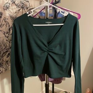 Size Large Wild Fable cropped dark green sinched long sleeve shirt